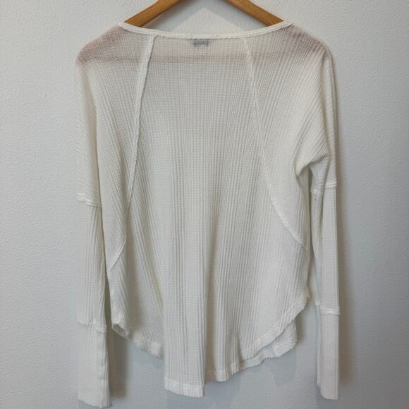 Lucky Brand Waffle Knit Scoop Neck Long Sleeve Top Small - Picture 8 of 8